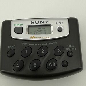 Sony Walkman SRF-M37W Radio Black Solid Plastic Belt Clip Digital